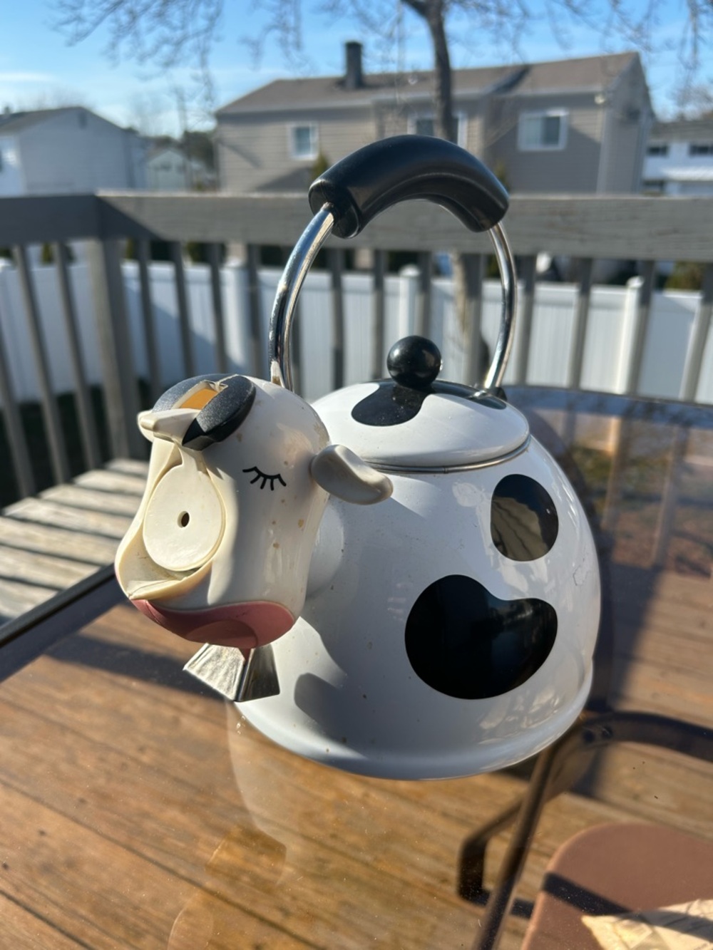 Vintage M Kamenstein Black White Tea Kettle Cow Teapot